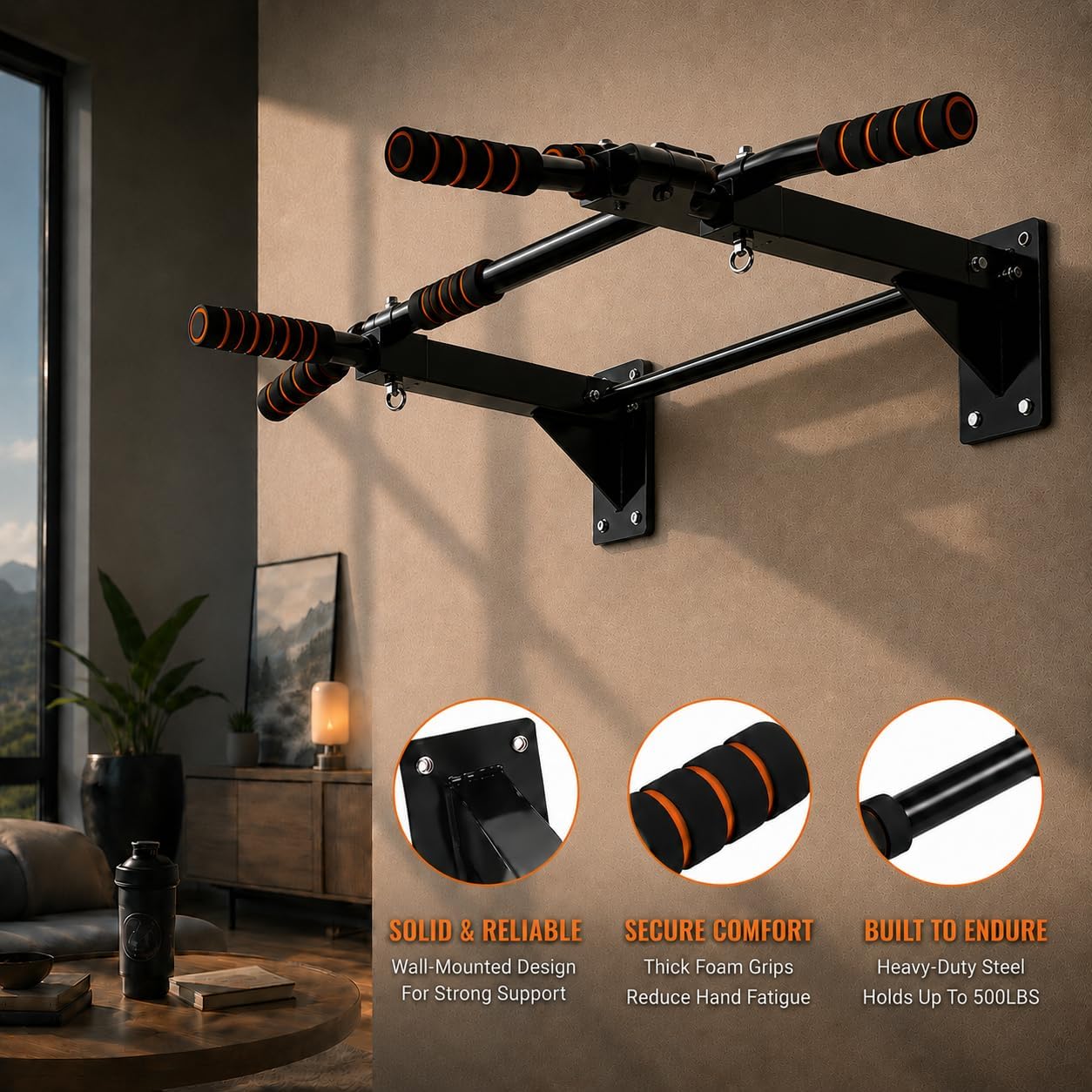 家庭用ジム向けの懸垂バー。壁に取り付け可能で、頑丈な構造。最 - Pull Up Bar のレビューと価格