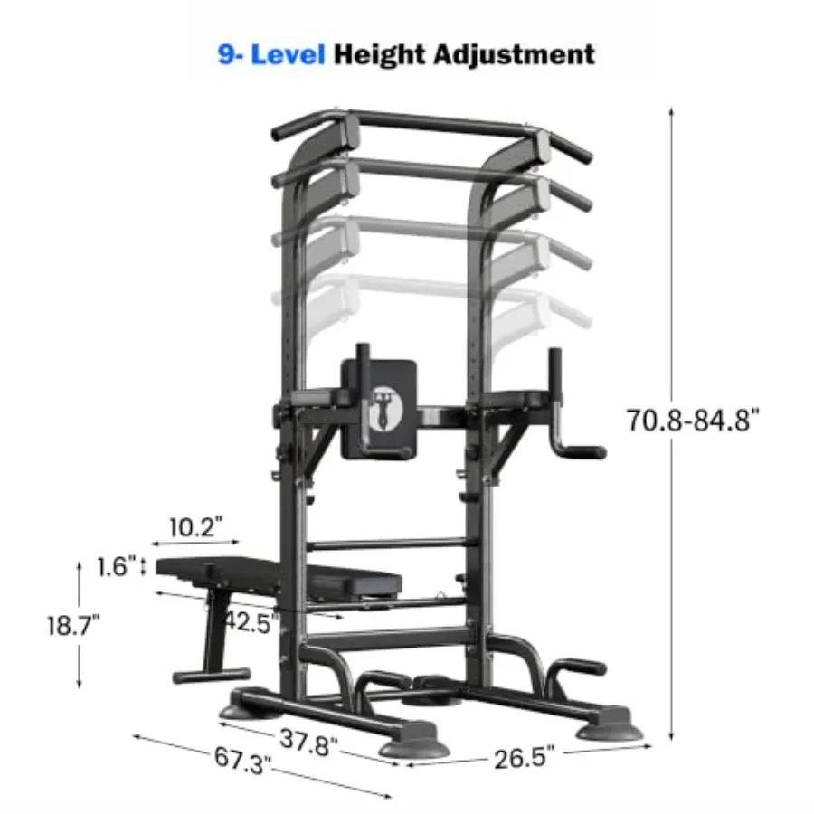 家庭用ジムに最適な、折りたたみ式ダンベルベンチ付きのパワータ - Pull Up Bar のレビューと価格