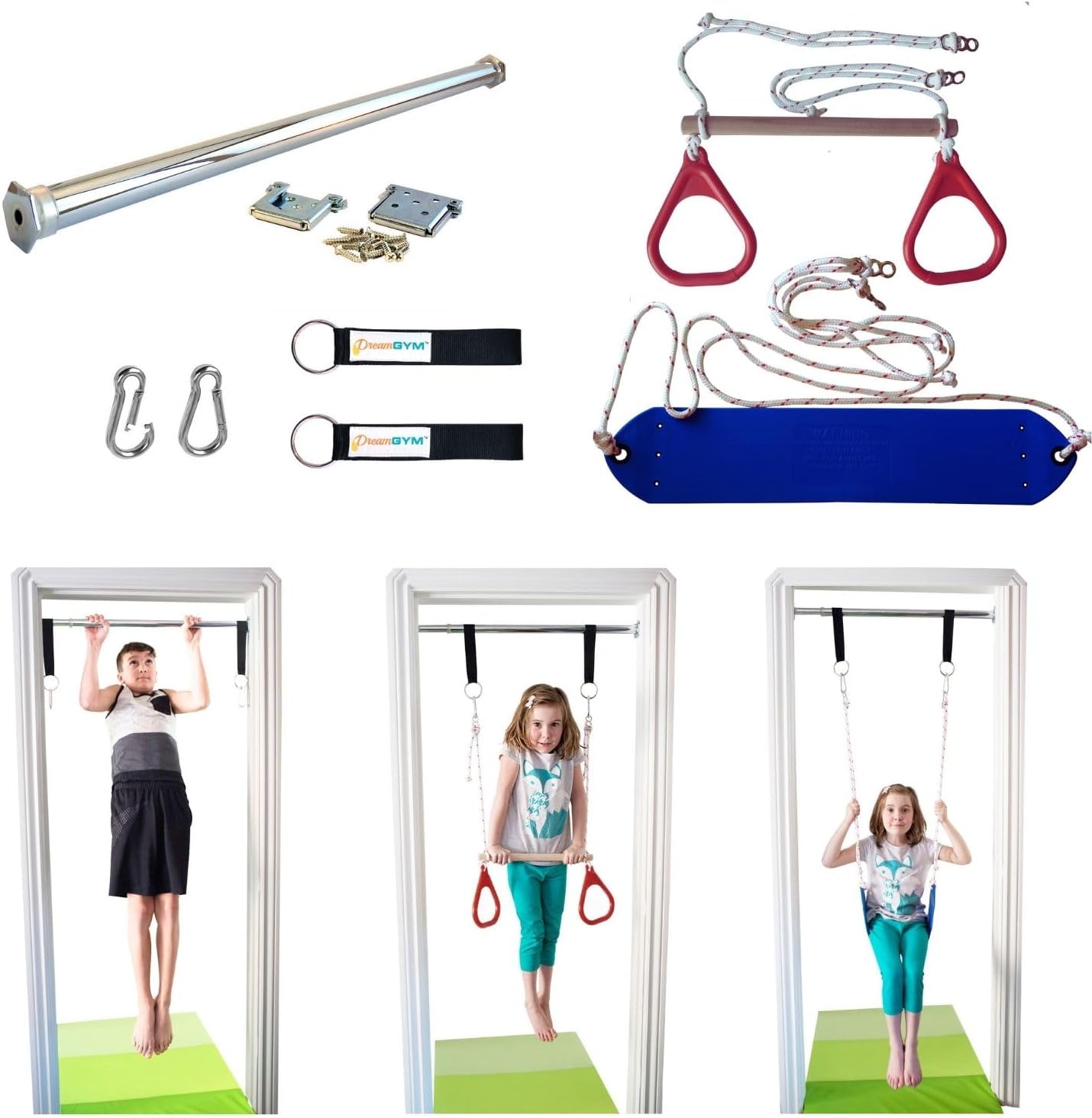 子供用室内ドアスイングセット - クラシックなロープスイング - Gymnastic Ring のレビューと価格