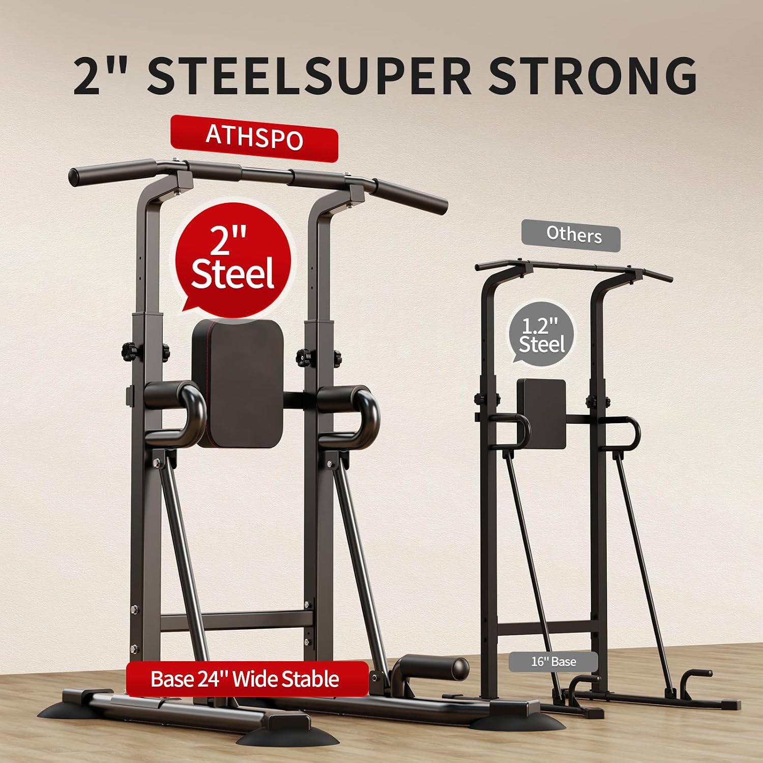 家庭用ジム向けのパワータワー・プルアップバー。自立式で多機能 - Pull Up Bar のレビューと価格